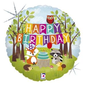 Foil Balloon 18in Round Woodland Birthday