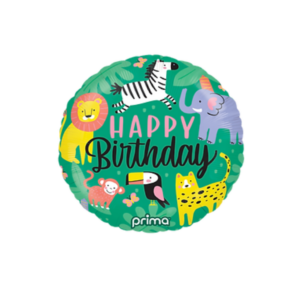 Foil Balloon 18in Round Happy Birthday Jungle
