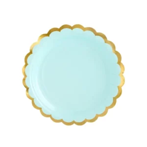 Plates, mint with gold trim, 18cm, 6 pcs.