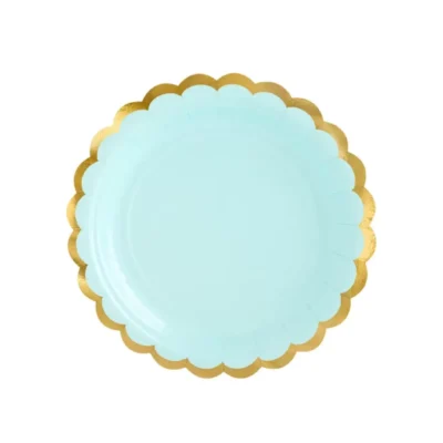 Plates, mint with gold trim, 18cm, 6 pcs.