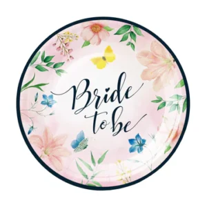 Bride to be Paper Plates Flowers 7in 6 pcs.