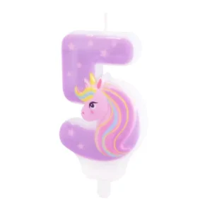 Unicorn cake candle number 5