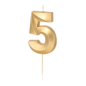 Gold metallic candle number 5