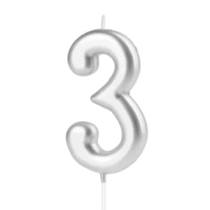 Silver number 3 candle