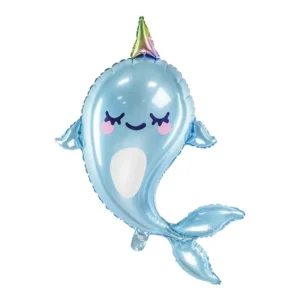 Foil Balloon Narwhal Mermaid Under the Sea, 53x87cm, Large