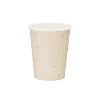Paper cups with gold stars pattern, mix, 220ml, 6pcs