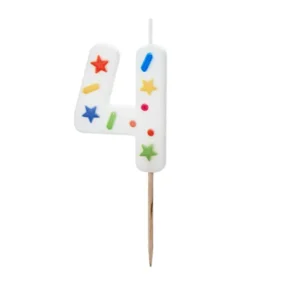 Birthday Candle Number 4, white confetti, 5.5cm